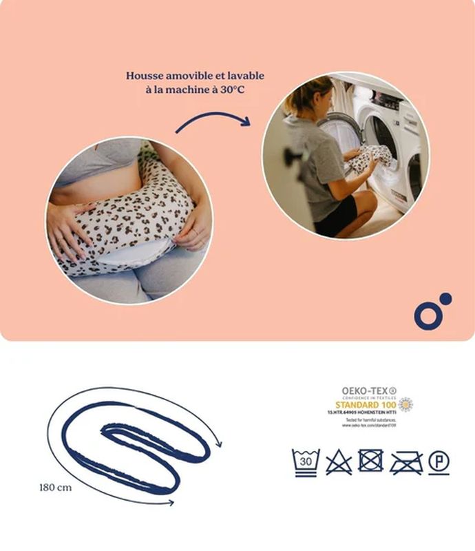 Coussin d'allaitement Buddy Leopard Cream Babymoov explications 4