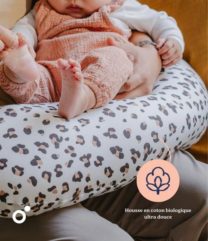Coussin d'allaitement Buddy Leopard Cream Babymoov explications 3