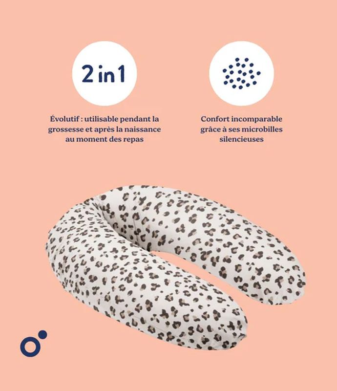 Coussin d'allaitement Buddy Leopard Cream Babymoov explications 2