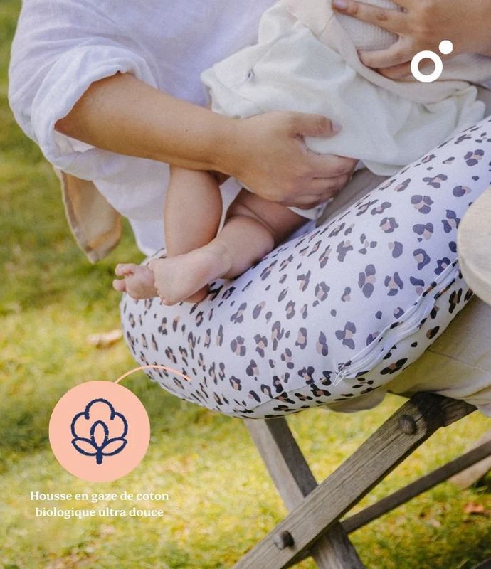 Coussin d'allaitement Softy Leopard Cream Babymoov explications 4