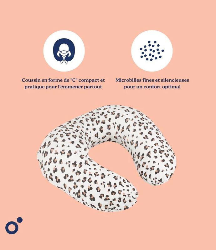 Coussin d'allaitement Softy Leopard Cream Babymoov explications 1