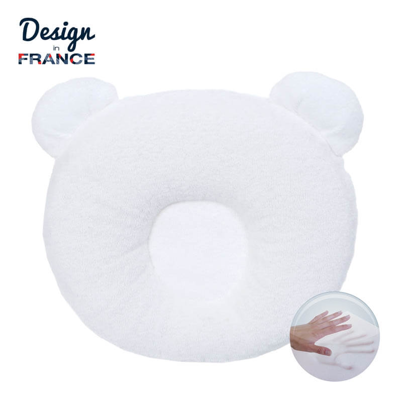 Coussin anti tête plate P'tit Panda Blanc Candide focus