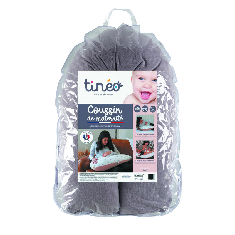 Coussin de maternité éponge Gris / Etoiles Tineo produit emballé