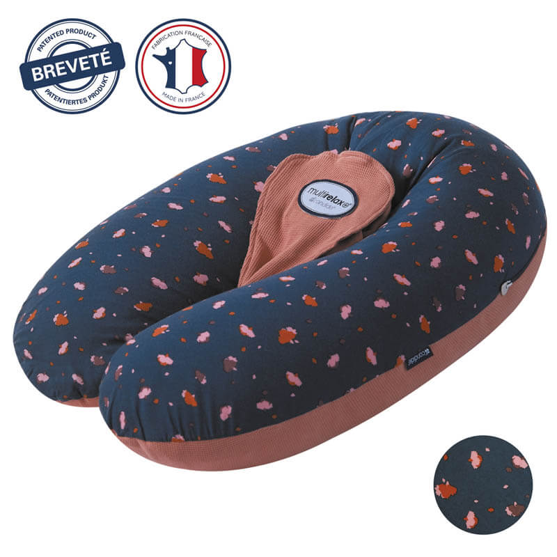 Coussin de maternité et d'allaitement Multirelax jersey Fleur Cassonade Candide logos