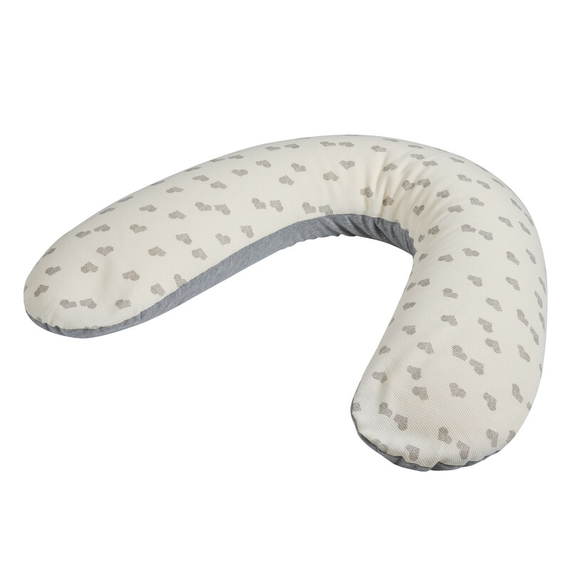Coussin de maternité Jersey cœurs/gris Candide produit face