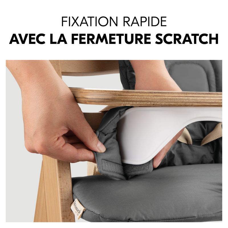 Coussin pour chaise haute Dark Grey Hauck fermeture scratch