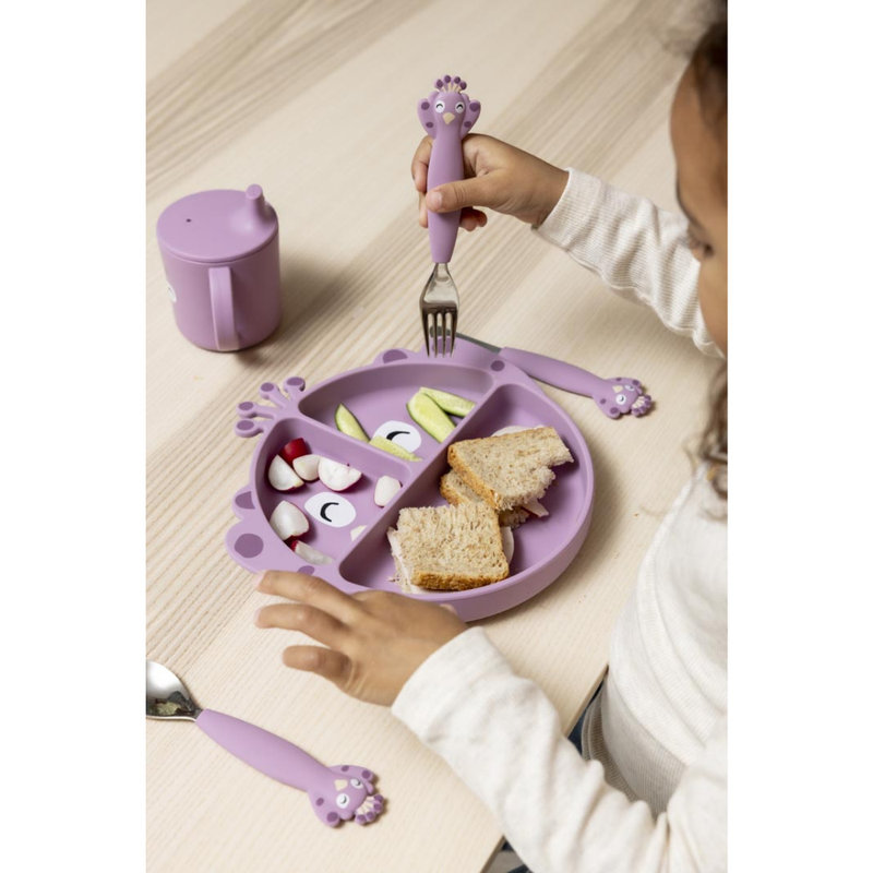 Couverts 3 pièces en silicone Mrs. Peacock Trixie lifestyle 2