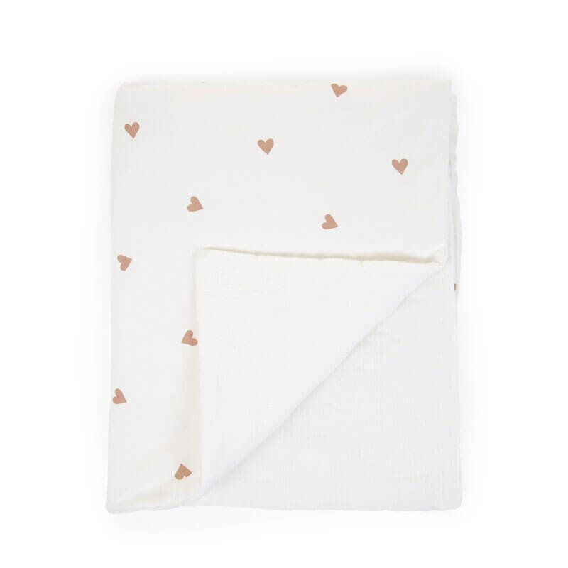 Couverture 80X100 Jersey et Mousseline Hearts Childhome dessus