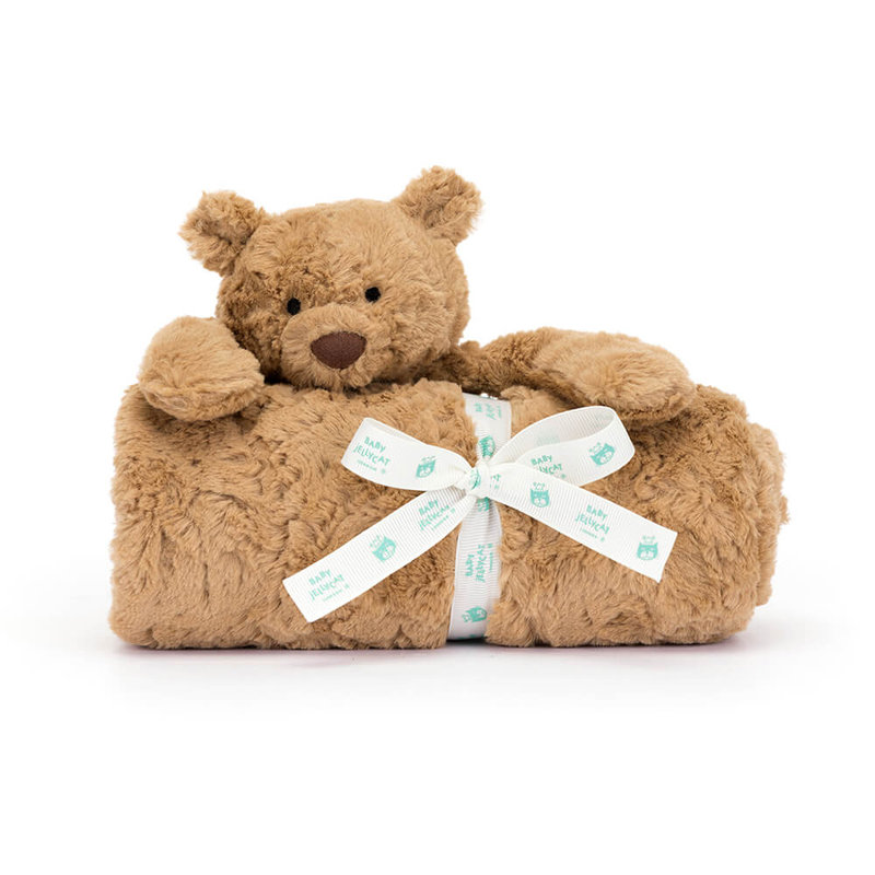 Couverture avec doudou Bartholomew Bear Jellycat face 
