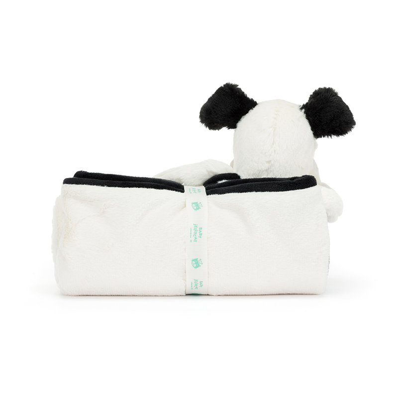 Couverture avec doudou Bashful Black & Cream Puppy Jellycat dos 