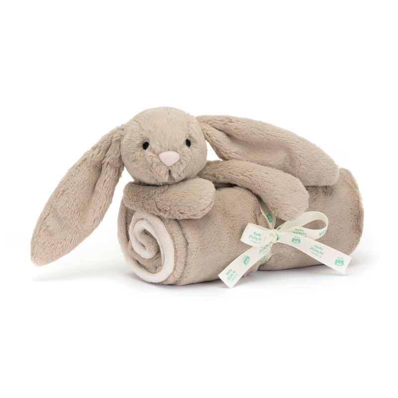 Couverture avec doudou Bashful Bunny Beige Blankie Jellycat biais