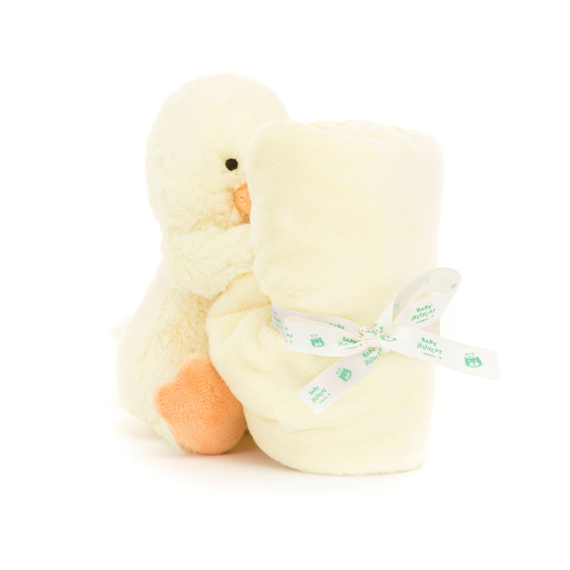 Peluche avec doudou Bashful Duckling Soother Jellycat biais