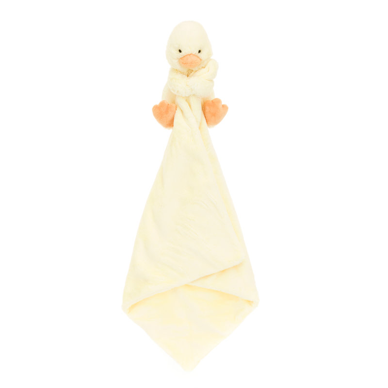Peluche avec doudou Bashful Duckling Soother Jellycat depliée