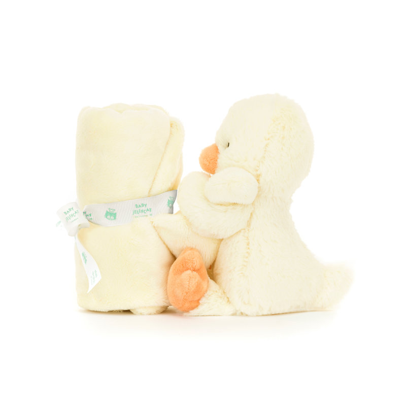 Peluche avec doudou Bashful Duckling Soother Jellycat côté