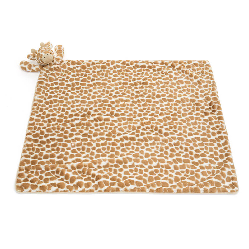 Couverture avec doudou Bashful Giraffe Blankie Jellycat plat