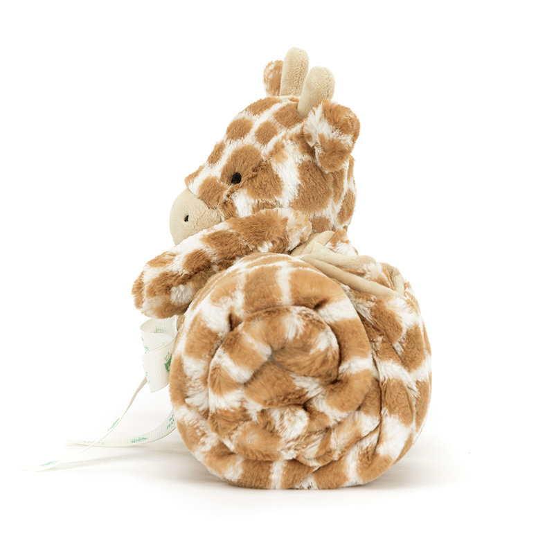 Couverture avec doudou Bashful Giraffe Blankie Jellycat côté