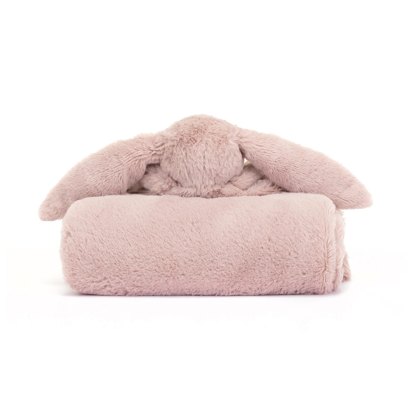 Couverture avec doudou Bashful Luxe Bunny Blankie Jellycat arriere