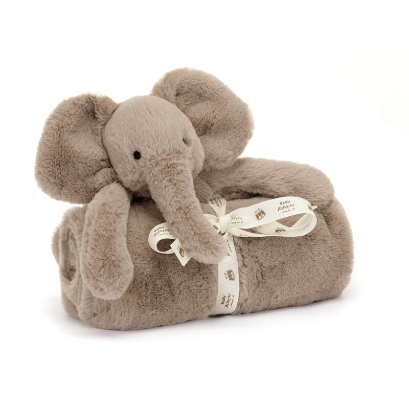 Couverture avec doudou Smudge Elephant Blankie Jellycat biais