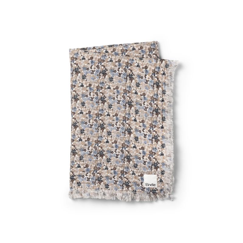 Couverture en Coton Doux Blue Garden Elodie pliée