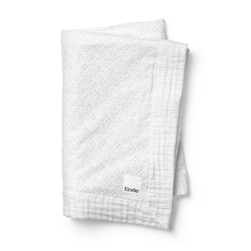 Couverture en Coton Doux Embroidery Anglaise Elodie pliée