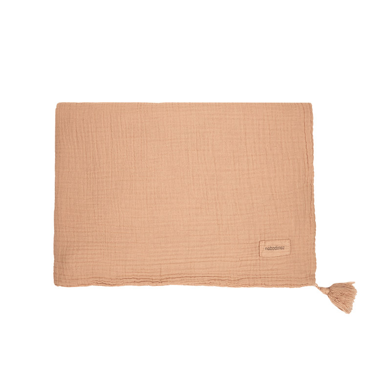 Couverture en double gaze de coton lavé Wabi-Sabi Nobodinoz Powder pink