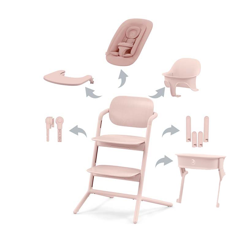 Chaise haute Lemo 2 4-en-1 + Kit Tour D'Apprentissage Lemo 2 Pearl Pink