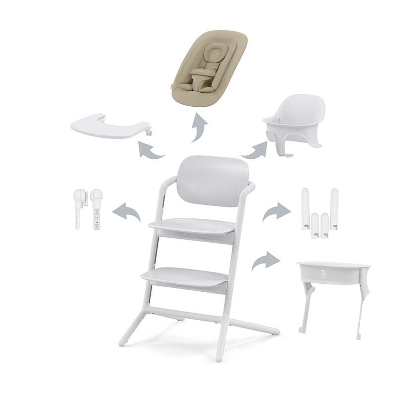 Chaise haute Lemo 2 4-en-1 + Kit Tour D'Apprentissage Lemo 2 All White