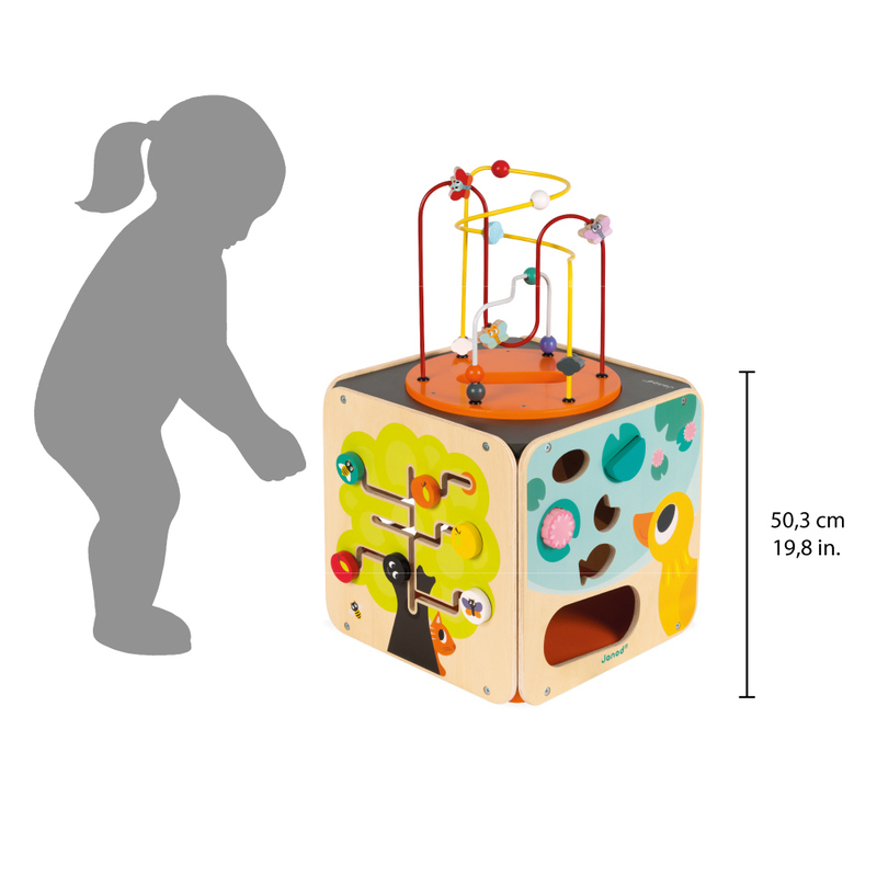 Cube géant d'activités en bois Maxi Looping Janod dimensions