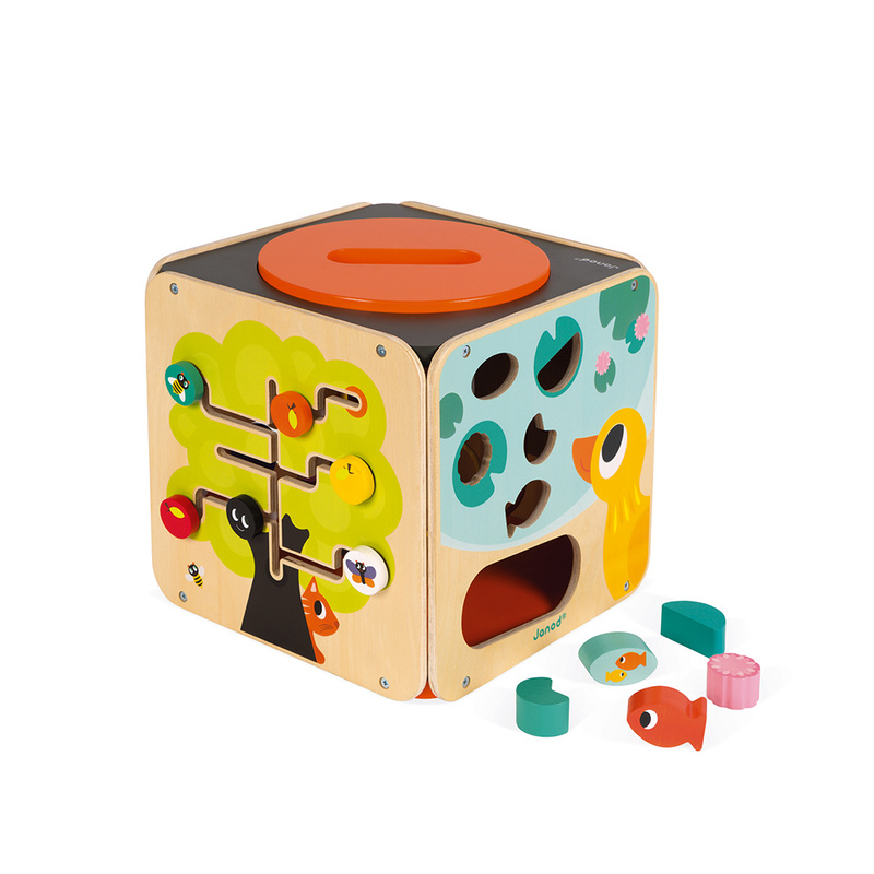 Cube géant d'activités en bois Maxi Looping Janod paroi