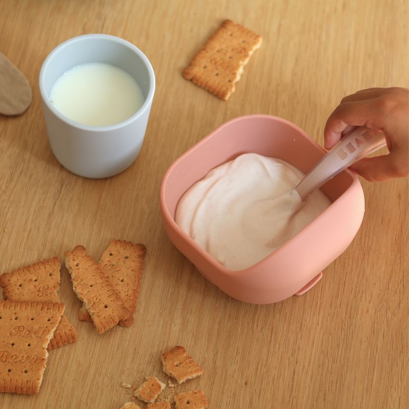 Cuillère d'apprentissage silicone 2ème âge Barbe à papa Beaba lifestyle