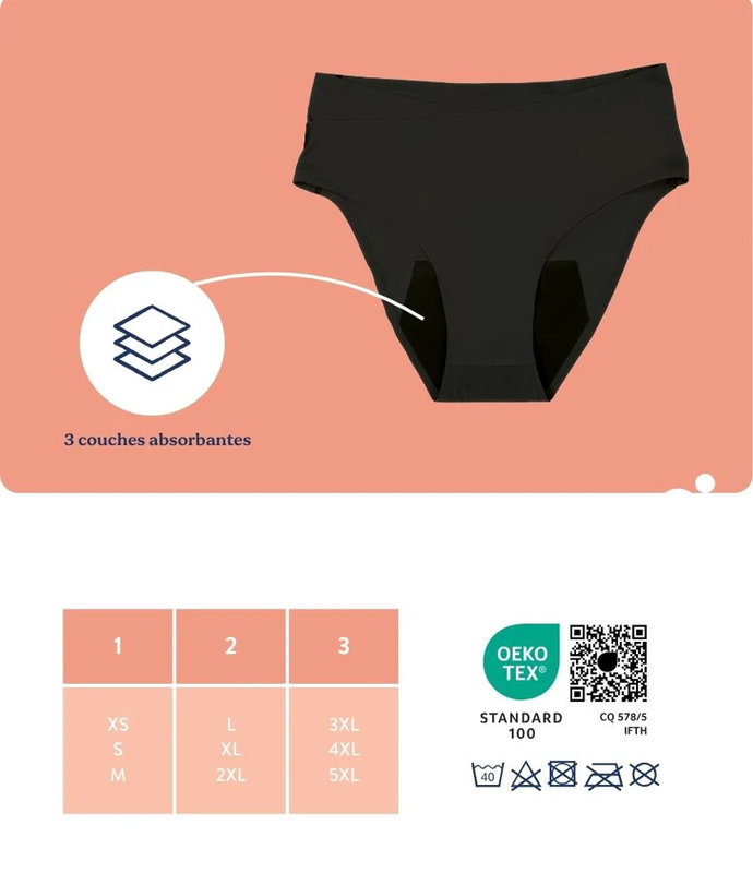 Culotte Post-Partum Flowly Black XS-S-M Babymoov tailles