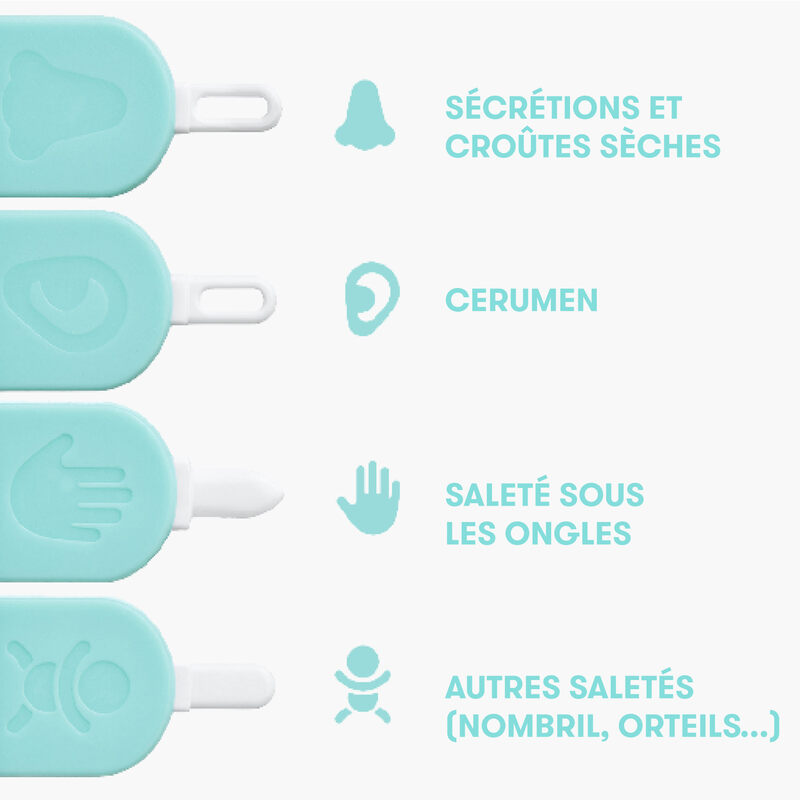 Curette bébé 3-en-1 nez, ongles et oreilles Frida informations