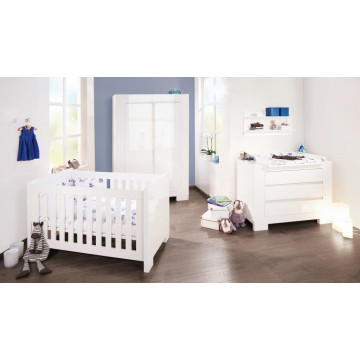 Chambre bébé Sky blanc : Lit évolutif, commode, armoire Pinolino Produit