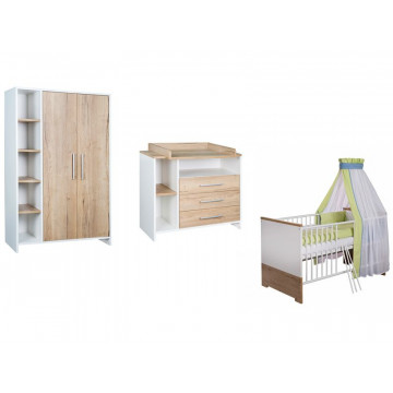 Chambre Eco Plus : lit kit-transfo commode armoire 2 portes Schardt BamBinou