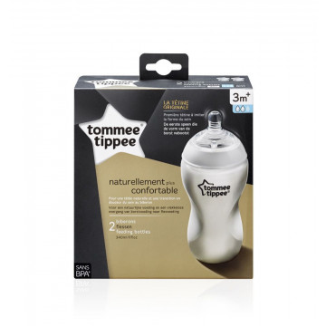 Lot 2 Biberons 340 ml Easi Vent transparents Closer to Nature 3m+ Tommee Tippee BamBinou