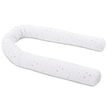 Tour de lit traversin pour conversion lit Cododo Babybay Blanc étoiles sable / roses