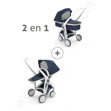 Poussette Upp 2 en 1 châssis blanc kit couleur bleu Greentom BamBinou