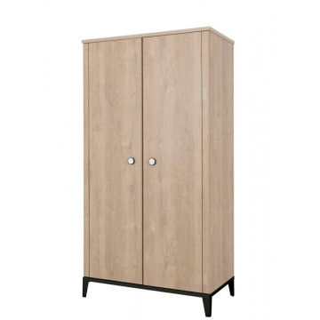 Armoire 2 portes Marcel Chêne blond Noir Galipette