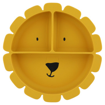 Assiette avec ventouse en silicone et compartiments Mr. Lion Trixie face