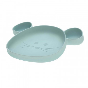 Assiette à compartiments en silicone Little Chums Souris bleu Lassig