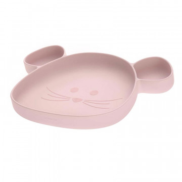 Assiette à compartiments en silicone Little Chums Souris rose Lässig