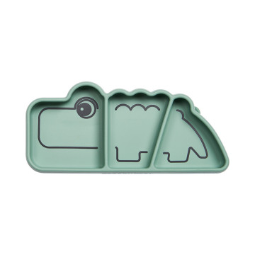 Assiette silicone avec ventouse Croco Vert Done by Deer produit face