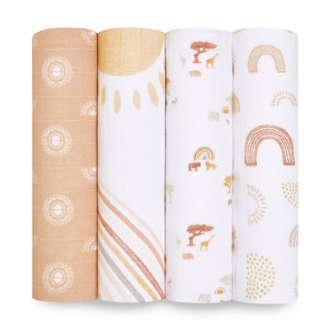 Lot de 4 maxi-langes en mousseline de coton Keep rising Aden + Anais