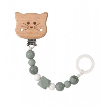 Attache-sucette en bois et silicone Little Chums Chat Lassig Produit