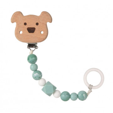 Attache-sucette en bois et silicone Little Chums Chien Lassig Produit