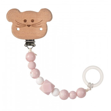 Attache-sucette en bois et silicone Little Chums Souris Lassig Produit