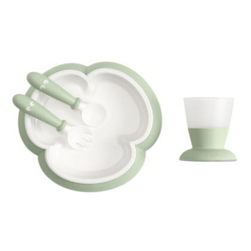 Ensemble repas bébé verre, couvert et assiette Babybjörn