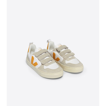 Baskets Small V-10 ChromeFree Leather Extra-White Ouro Veja devant