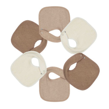 Bavoirs Naissance X6 Nid D'abeille 18x21cm Unis Beige & Choco 3kg7 produits