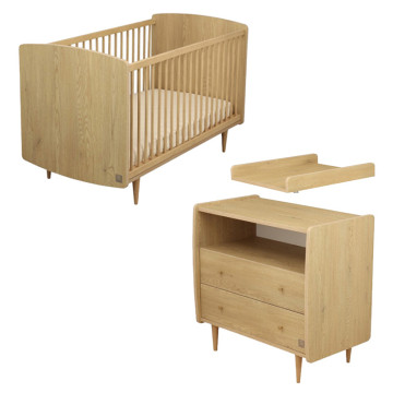 Chambre My Love : lit évolutif 70x140 + commode 2 tiroirs + plan à langer Sauthon cover